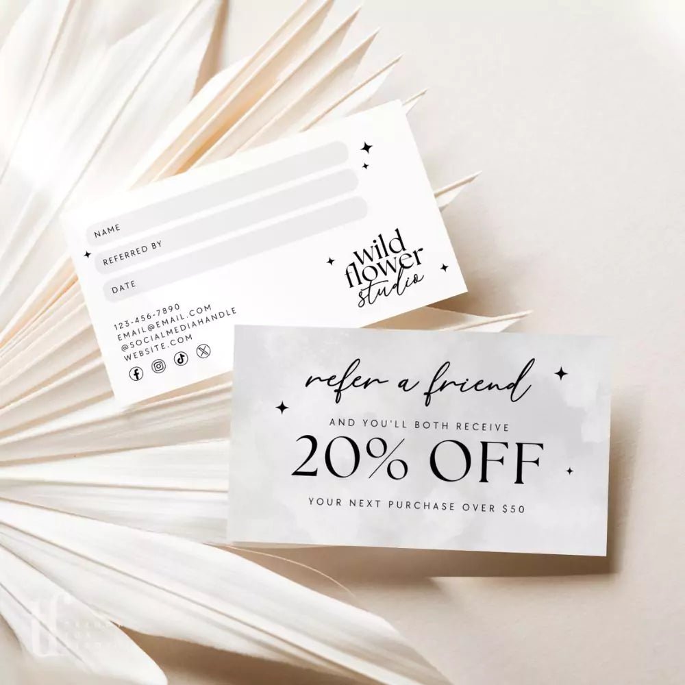 Modern Refer A Friend Discount Card Canva Template | Cinna - Trendy Fox Studio