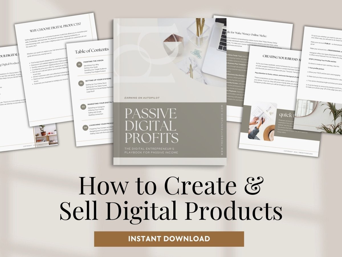 Passive Digital Profits: Guide to Create and Sell Digital Products - Trendy Fox Studio