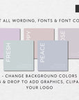 Pastel Candle Label Canva Template, Soft Muted Predesigned Product Label - Trendy Fox Studio