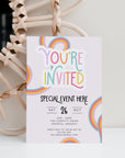 Pastel Rainbow Business Invitation Canva Template | Amara - Trendy Fox Studio
