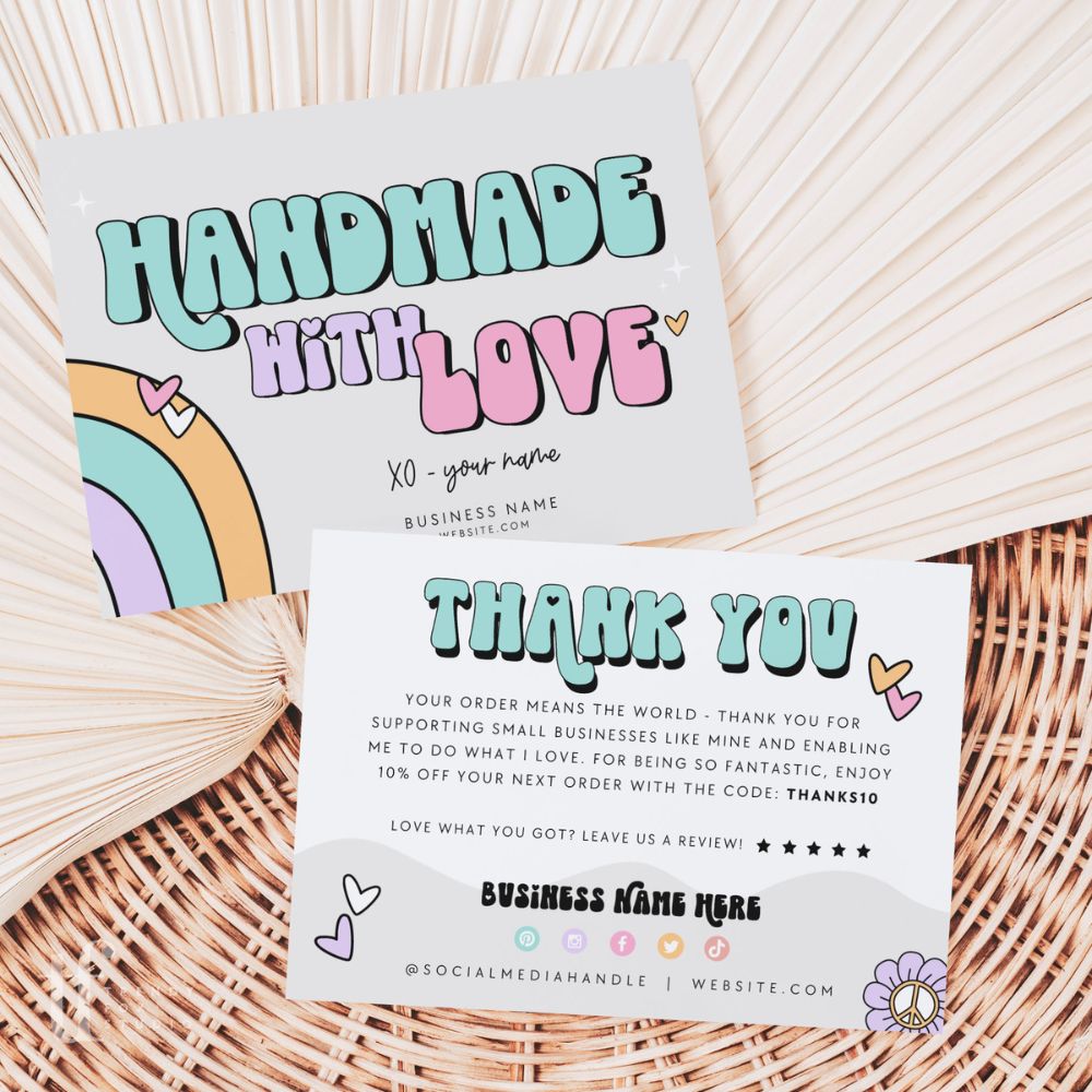 Pastel Rainbow Business Thank You Card Canva Template | Bryn - Trendy ...