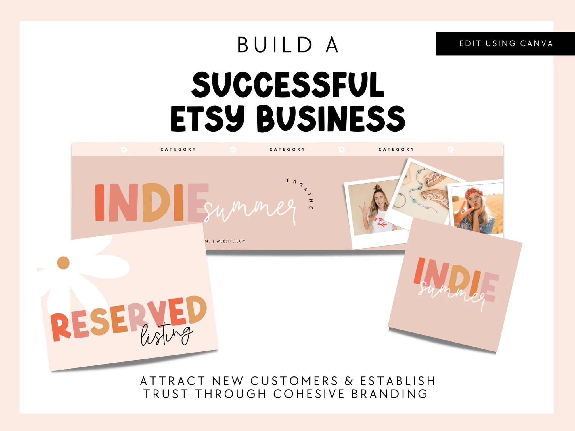 Pastel Rainbow Etsy Shop Kit Canva Template | Etsy Banner, Listing Photos, Icon | Beth - Trendy Fox Studio