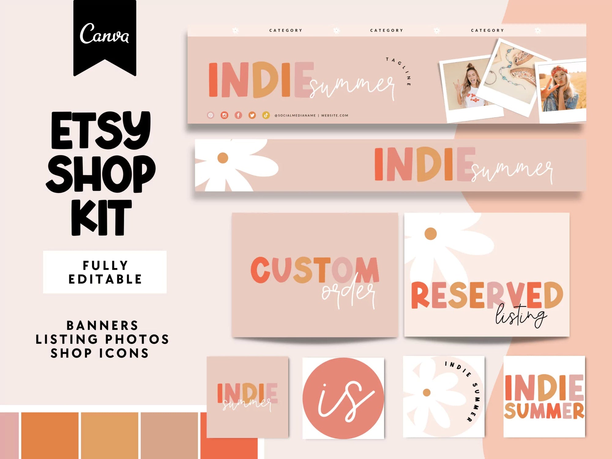 Pastel Rainbow Etsy Shop Kit Canva Template | Etsy Banner, Listing Photos, Icon | Beth - Trendy Fox Studio