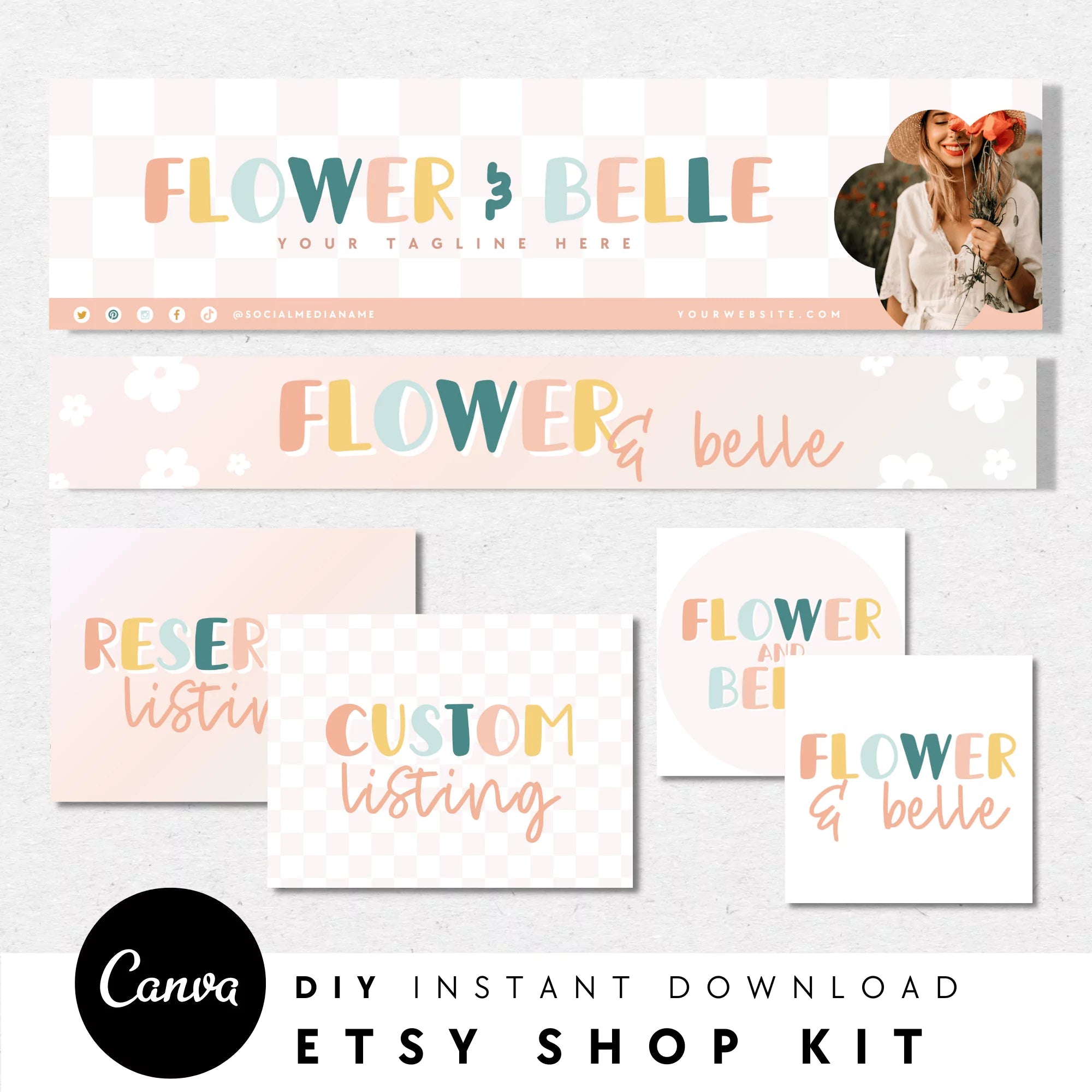 Pastel Rainbow Etsy Shop Kit Canva Template | Etsy Banner, Listing Photos, Icon | Cali - Trendy Fox Studio