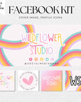 Pastel Rainbow Facebook Cover Branding Set Canva Template | Amara - Trendy Fox Studio