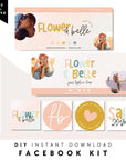 Pastel Rainbow Facebook Cover Branding Set Canva Template | Bea - Trendy Fox Studio