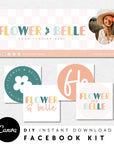 Pastel Rainbow Facebook Cover Branding Set Canva Template | Cali - Trendy Fox Studio