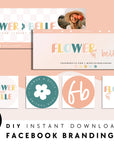 Pastel Rainbow Facebook Cover Branding Set Canva Template | Cali - Trendy Fox Studio