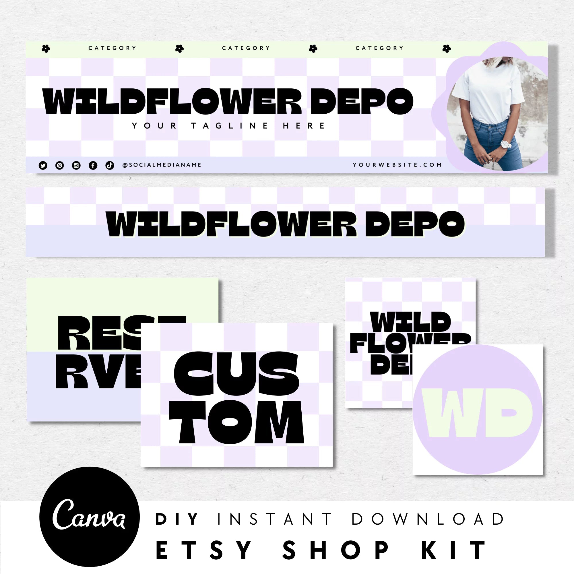 Pastel Y2k Etsy Shop Kit Canva Template | Etsy Banner, Listing Photos, Icon | Becs - Trendy Fox Studio