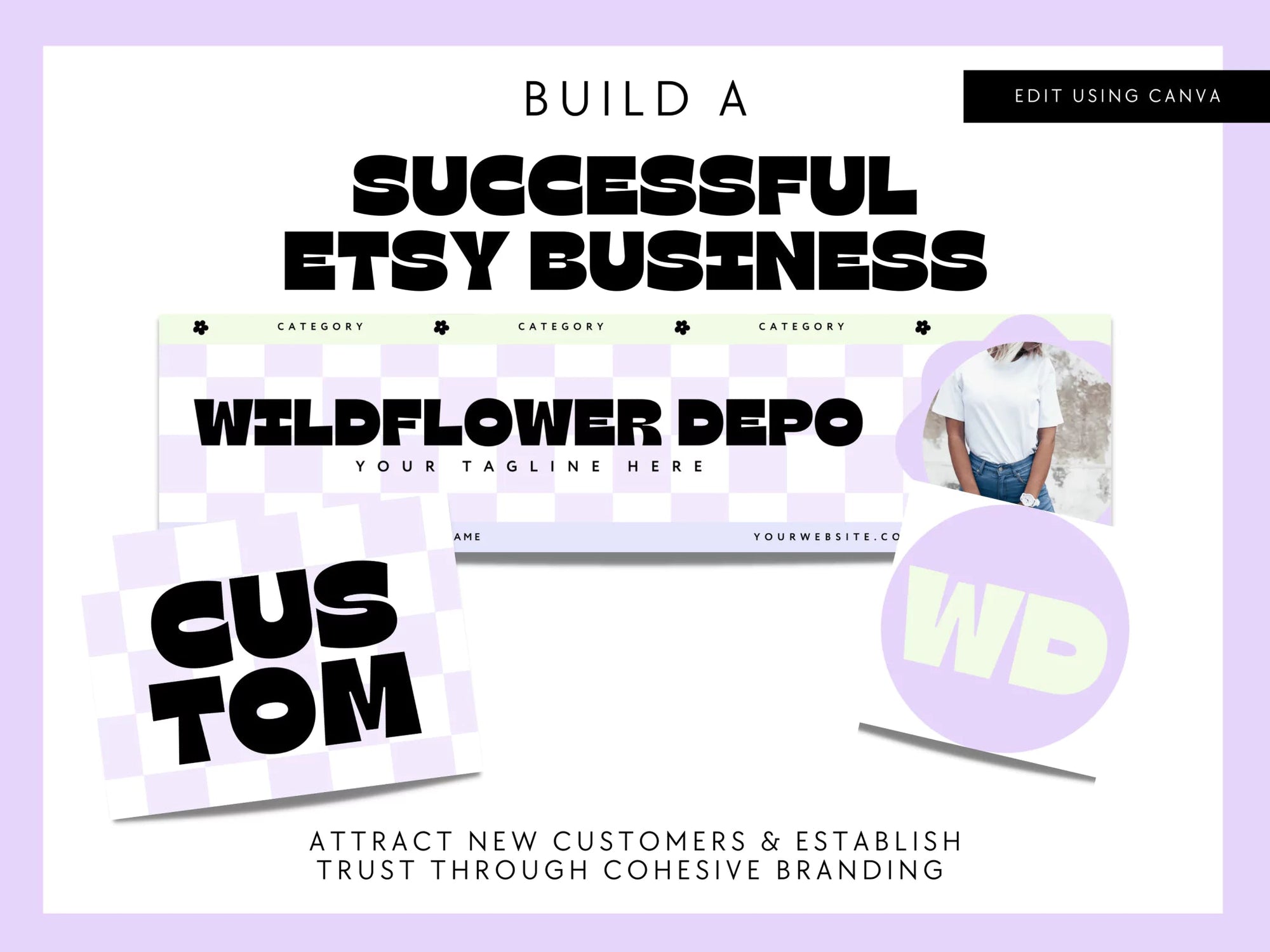 Pastel Y2k Etsy Shop Kit Canva Template | Etsy Banner, Listing Photos, Icon | Becs - Trendy Fox Studio