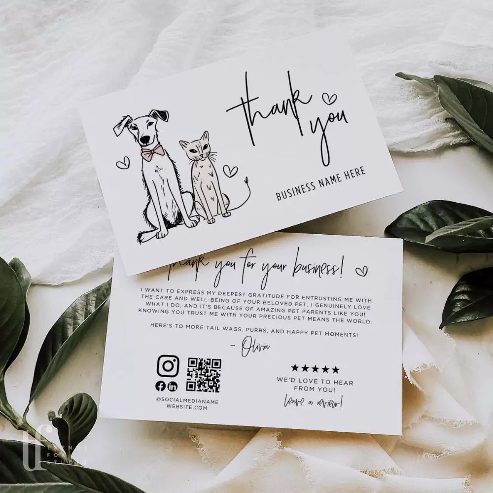 Pet Business Thank You Card Canva Template | Lola - Trendy Fox Studio