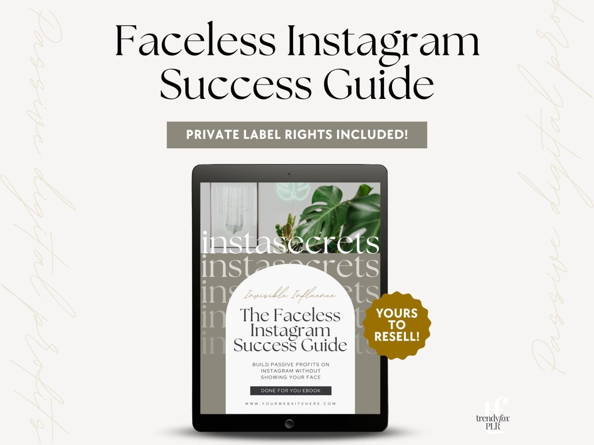 PLR Faceless Instagram Guide for Passive Income, Social Media Marketing Guide | Canva Template - Trendy Fox Studio