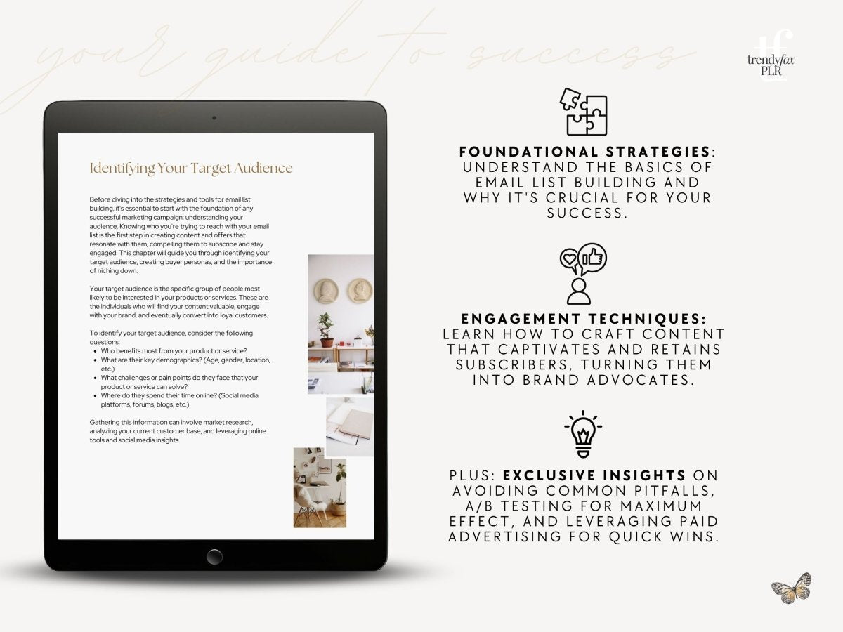 PLR Guide to Grow Your Email List, Email Marketing Starter Guide | Canva eBook Template - Trendy Fox Studio