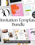 PLR Invitation Canva Template Bundle, Adult & Kids Birthday & Misc. Party Invitations - Trendy Fox Studio