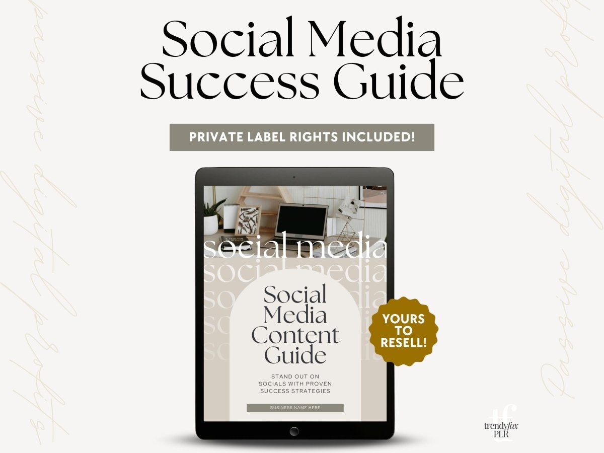 PLR Social Media Marketing & Content Guide for Passive Income, Digital Marketing Guide with Resell Rights | Canva Template - Trendy Fox Studio