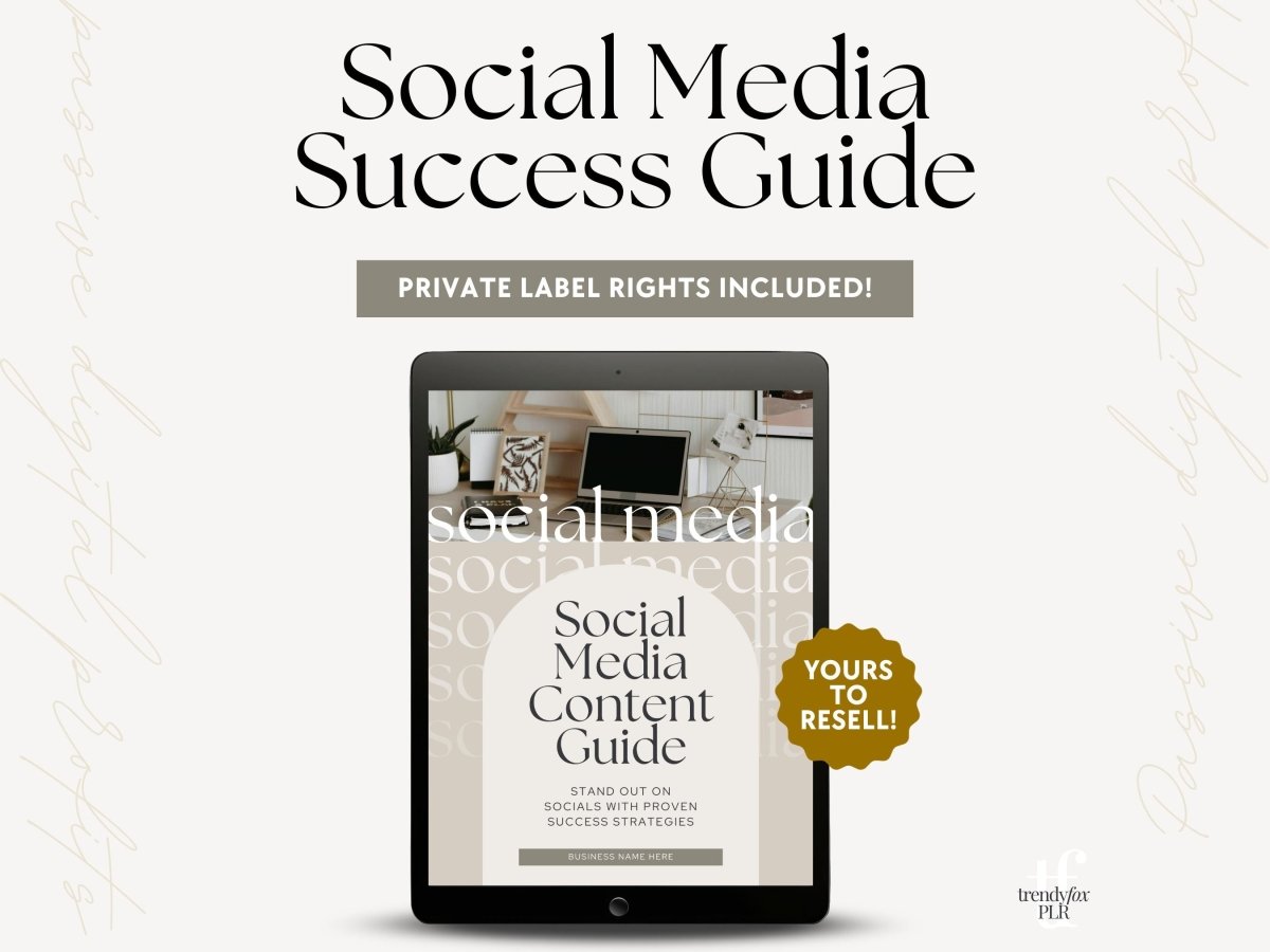 PLR Social Media Marketing &amp; Content Guide for Passive Income, Digital Marketing Guide with Resell Rights | Canva Template - Trendy Fox Studio