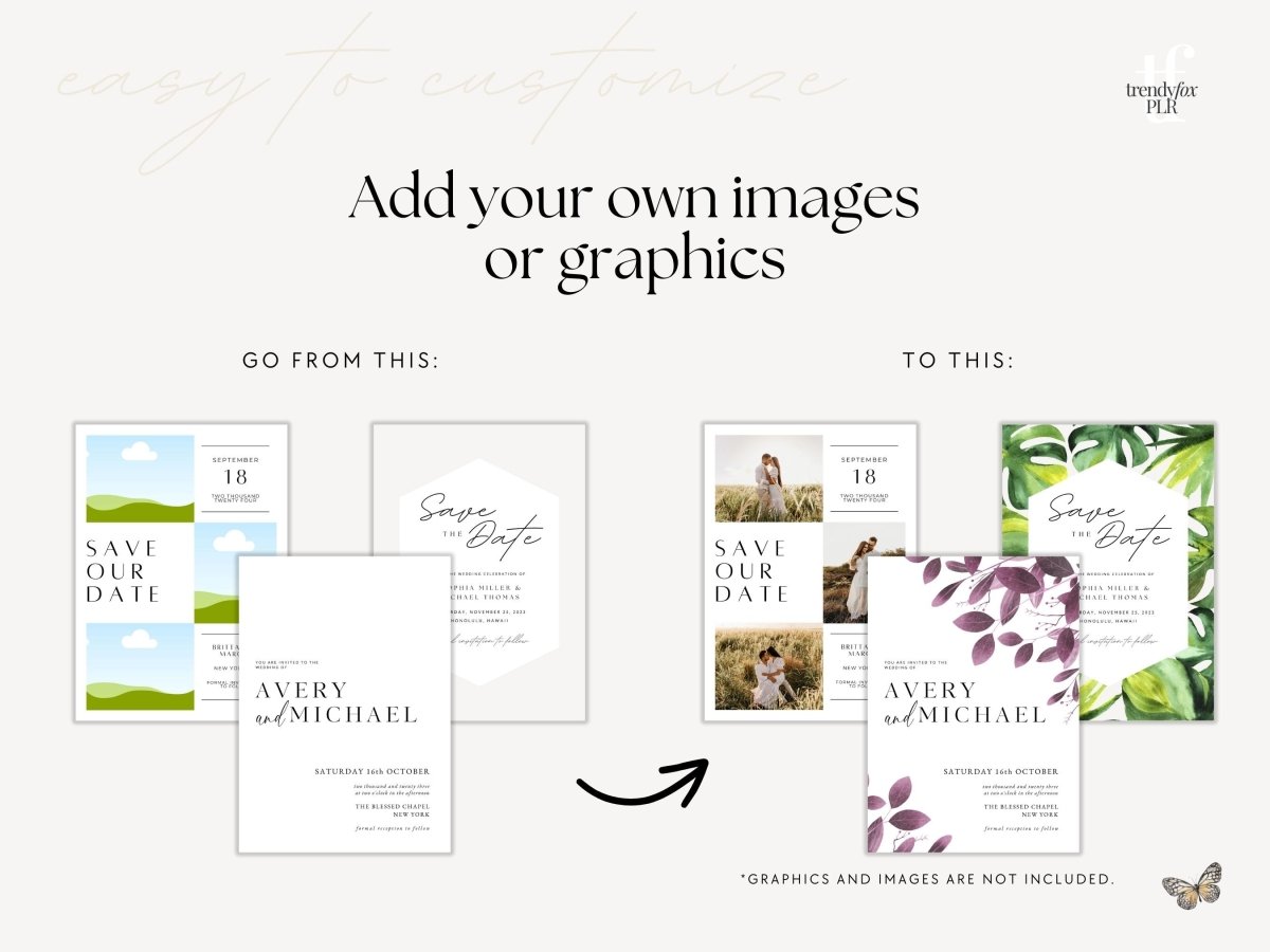 PLR Wedding Invitation Template Bundle | Canva Template - Trendy Fox Studio