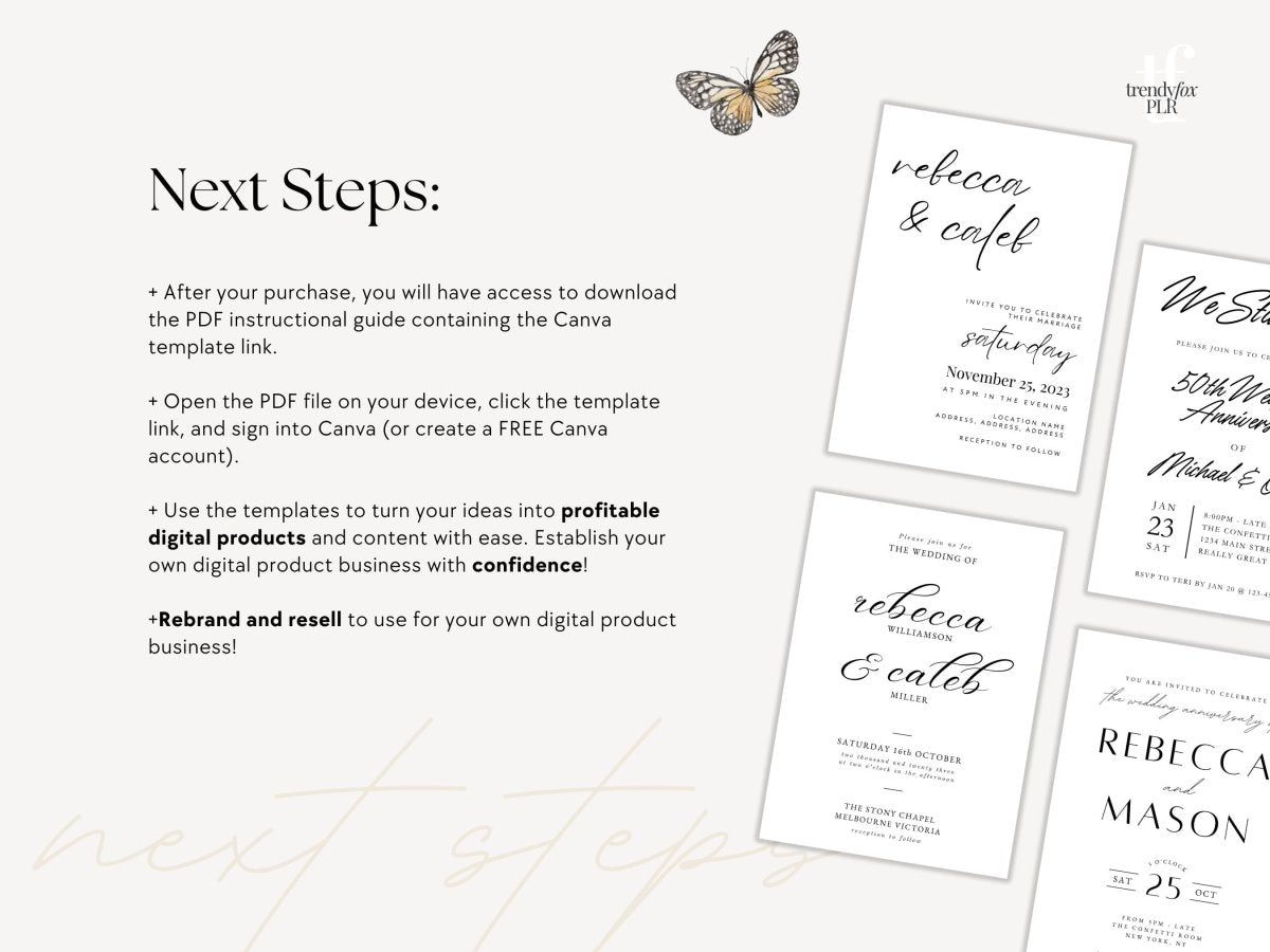 PLR Wedding Invitation Template Bundle | Canva Template - Trendy Fox Studio