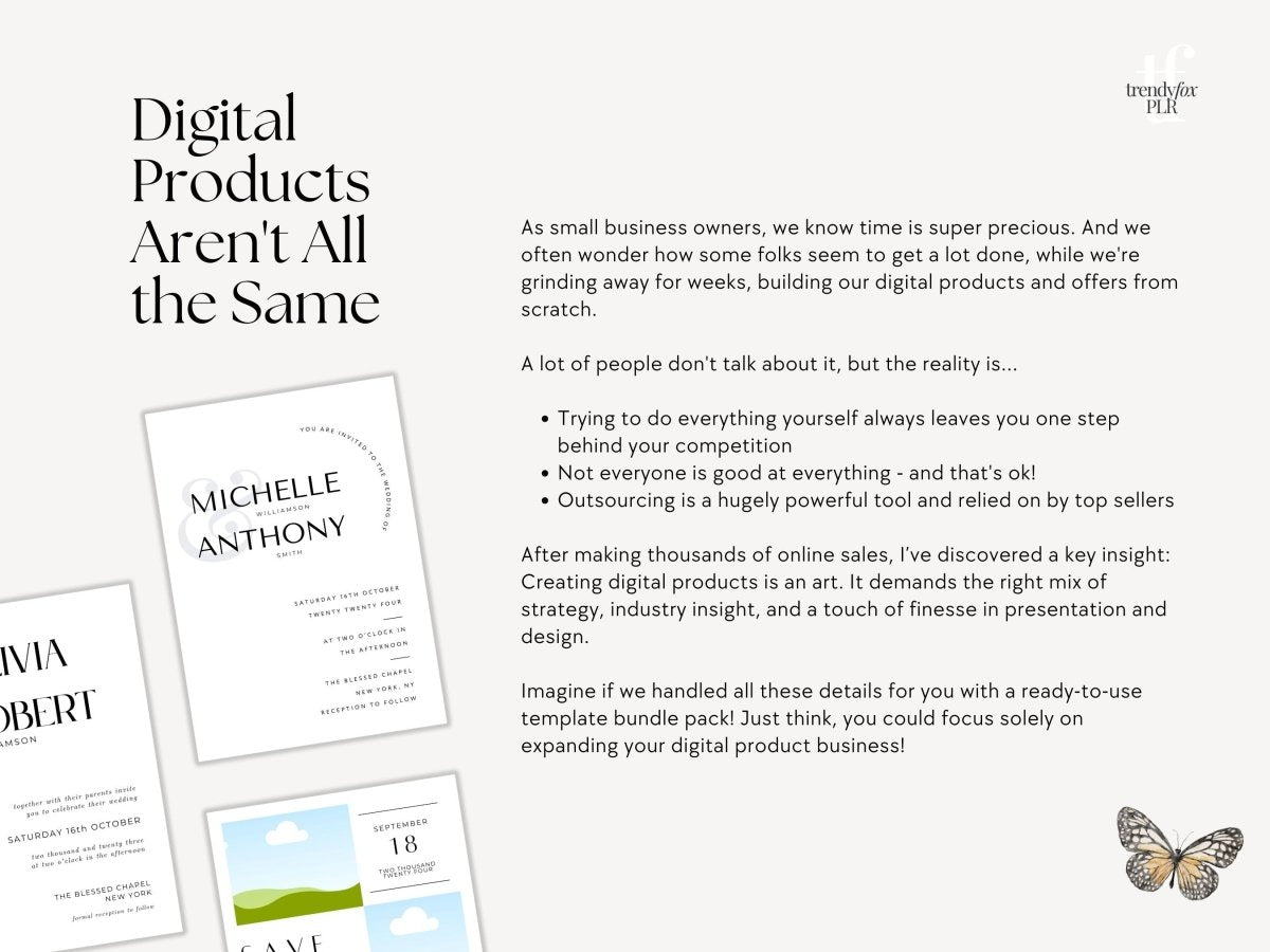 PLR Wedding Invitation Template Bundle | Canva Template - Trendy Fox Studio