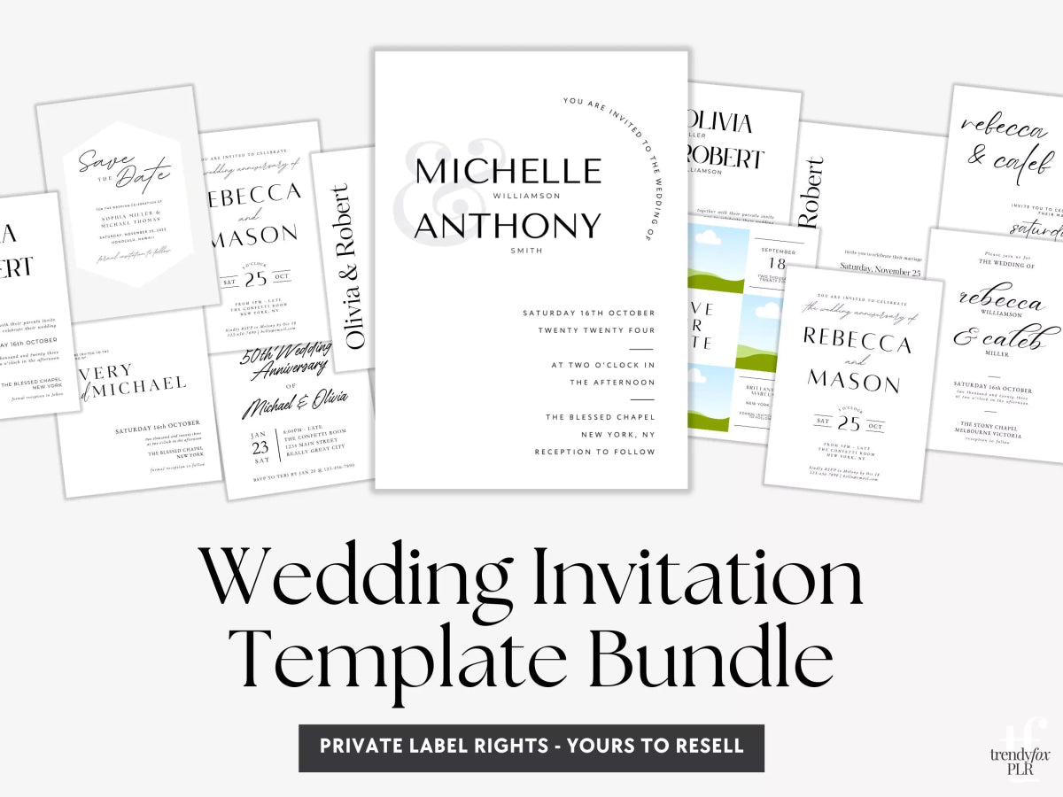 PLR Wedding Invitation Template Bundle | Canva Template - Trendy Fox Studio