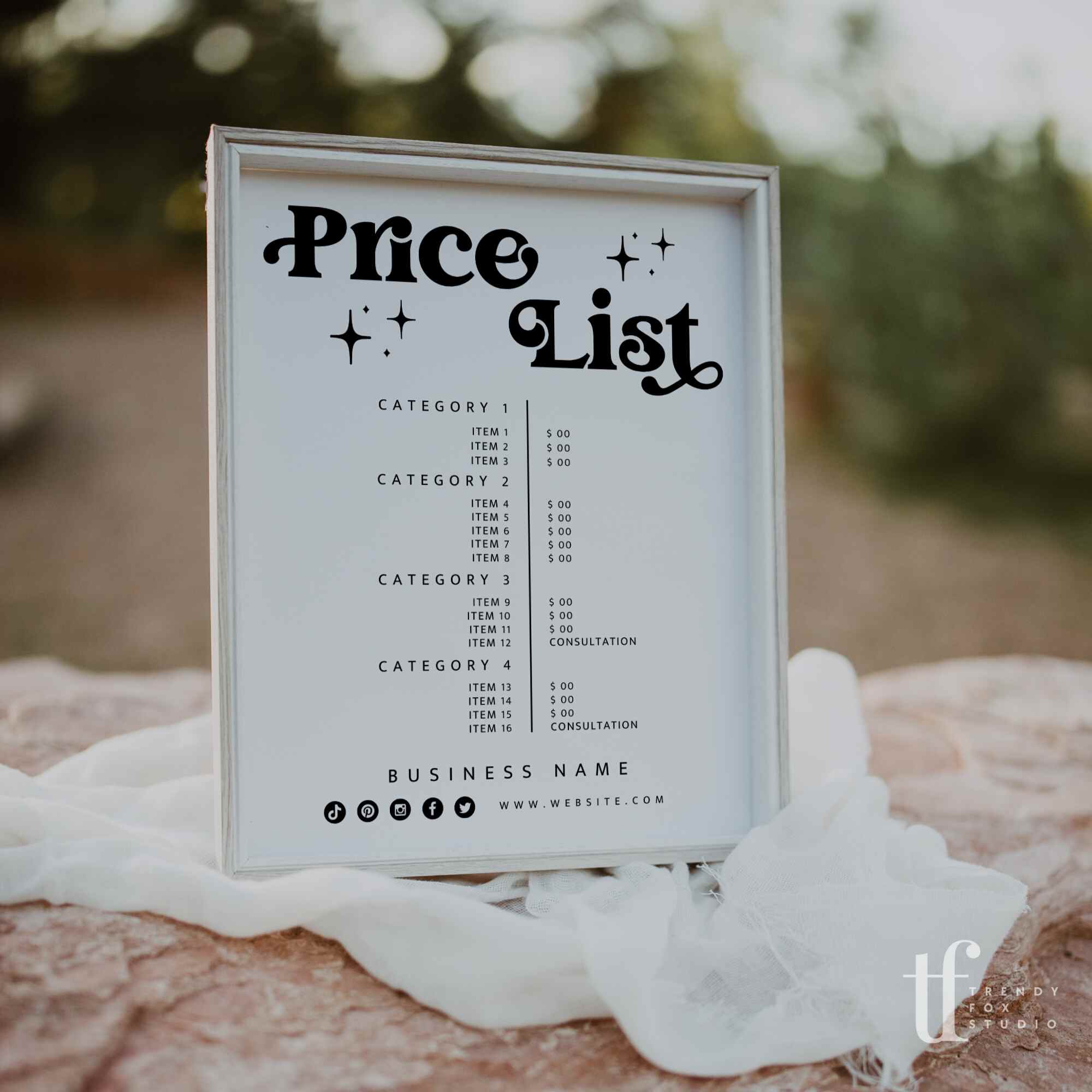 Price List Menu Canva Template | Dani - Trendy Fox Studio
