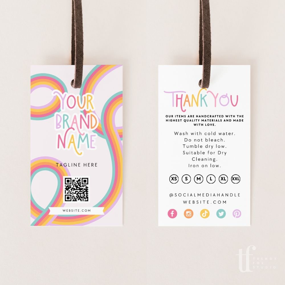 rainbow-hang-tag-garment-swing-tag-canva-template-amara-trendy-fox-studio for Free Printable Rainbow Thank You Tags Rainbow Hang Tag, Garment Swing Tag Canva Template | Amara - Trendy Fox Studio for Free Printable Rainbow Thank You Tags