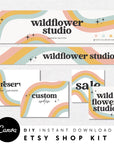Rainbow Retro Etsy Shop Kit Canva Template | Etsy Banner, Listing Photos, Icon | Dani - Trendy Fox Studio