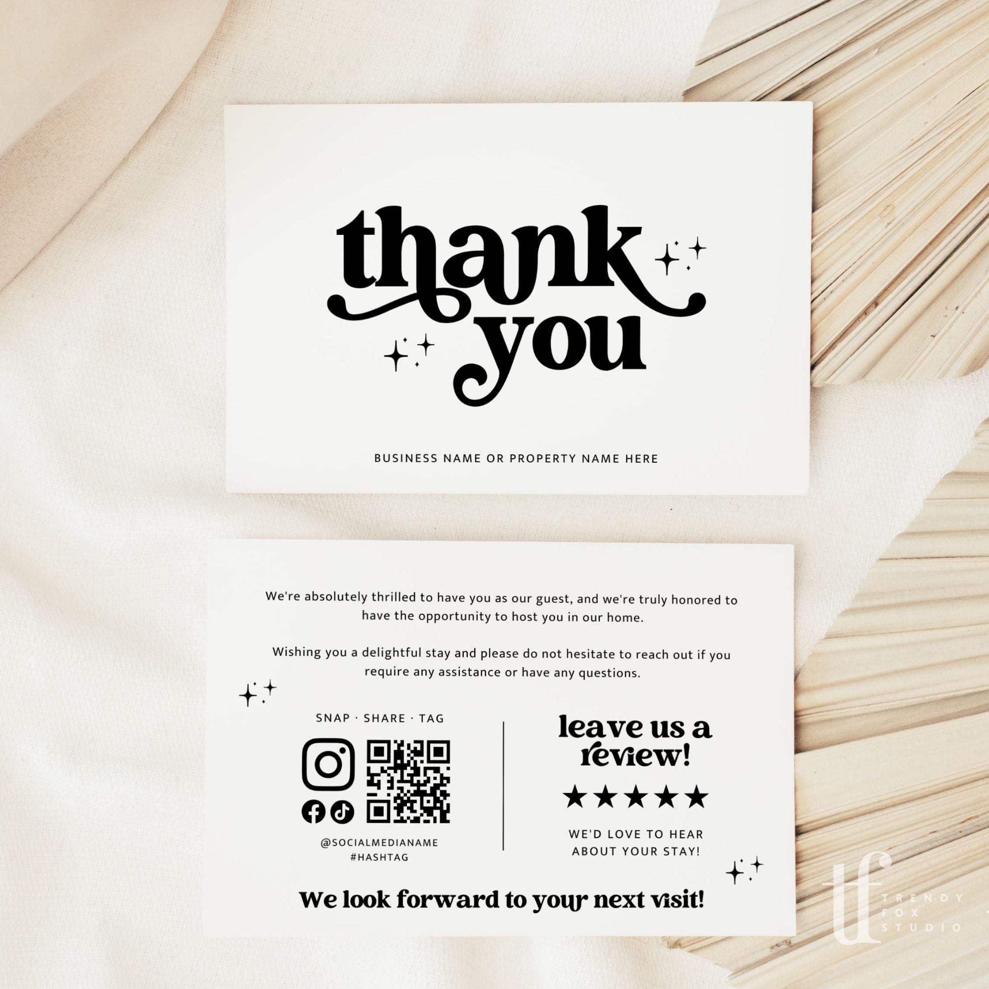 Retro Airbnb Host Thank You Card Canva Template Dani Trendy Fox Studio