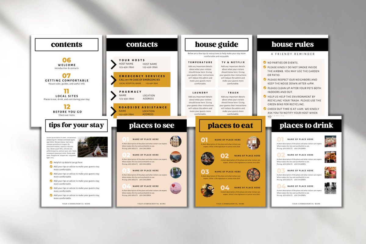 Retro Airbnb Welcome Guide, Editable House Manual, Host Guidebook Printable, VRBO Vacation Rental Book | Dani - Trendy Fox Studio