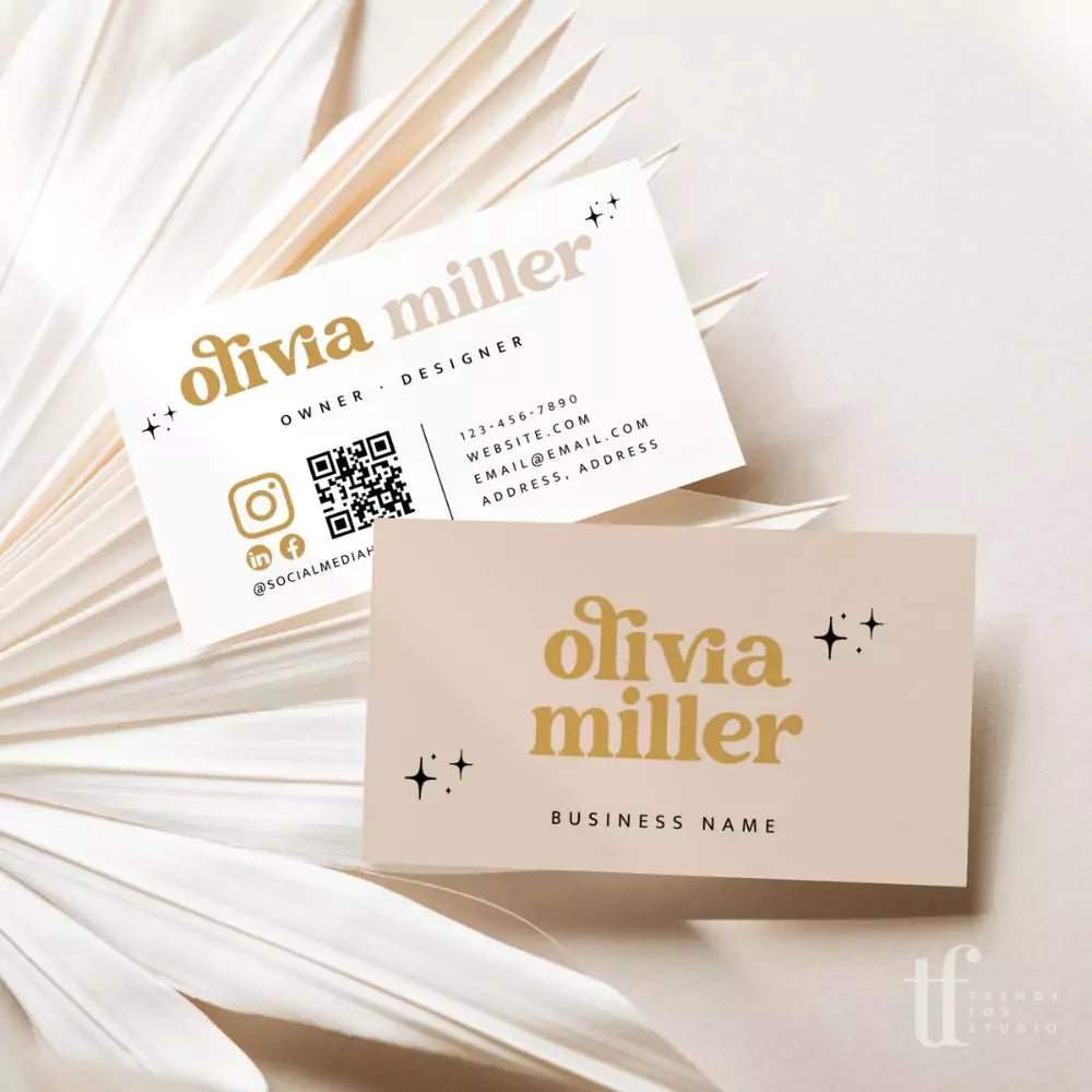 Retro Business Card with QR Code Canva Template | Dani - Trendy Fox Studio