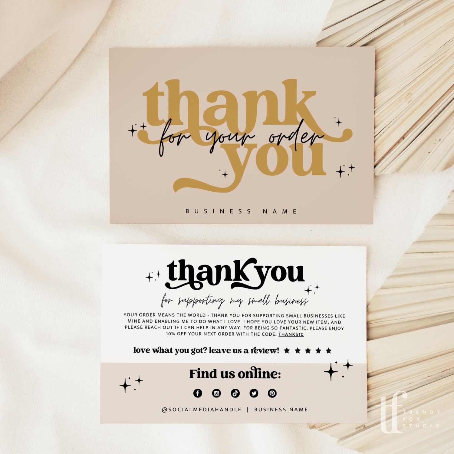 Retro Business Thank You Card Canva Template | Dani - Trendy Fox Studio