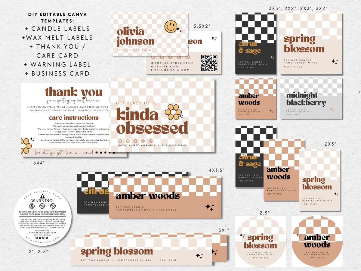 Retro Candle Branding Kit Canva Template | Pixie - Trendy Fox Studio