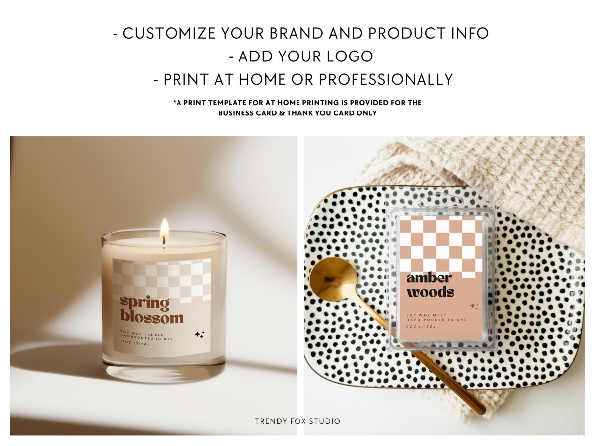 Retro Candle Branding Kit Canva Template | Pixie - Trendy Fox Studio