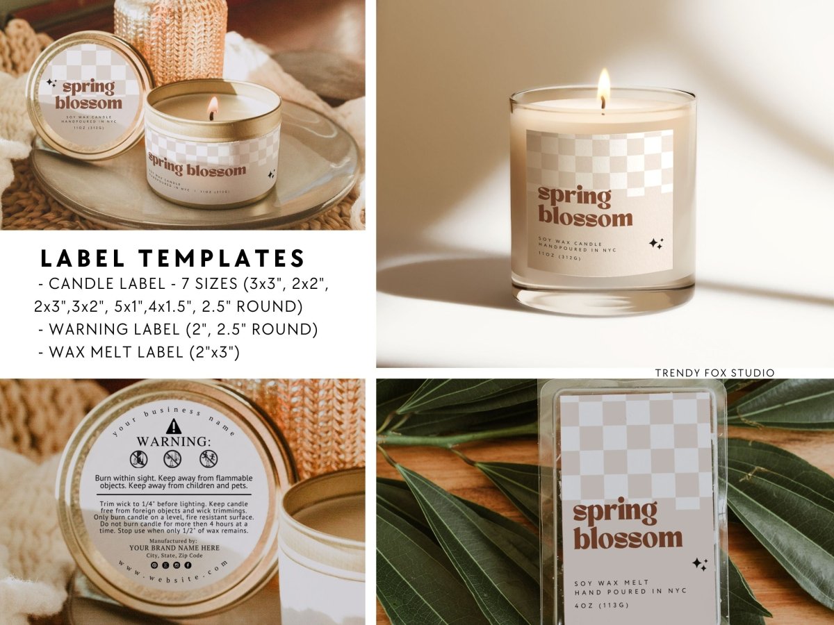 Retro Candle Branding Kit Canva Template | Pixie - Trendy Fox Studio