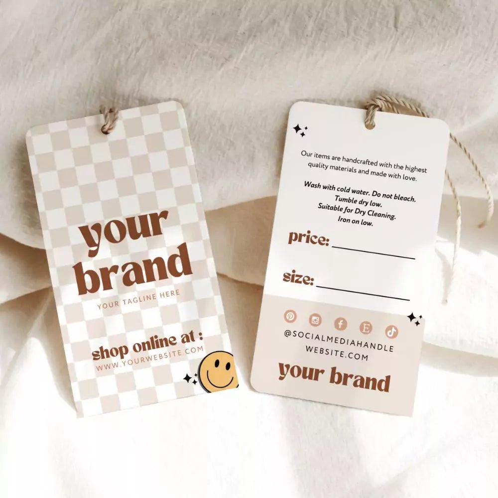 Retro Checkered Hang Tag, Garment Swing Tag Canva Template Pixie