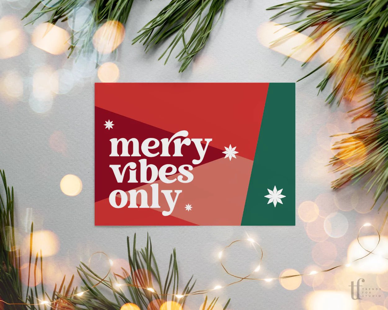 Retro Christmas Business Thank You Card &amp; Artificial Wreath Care Canva Template - Trendy Fox Studio