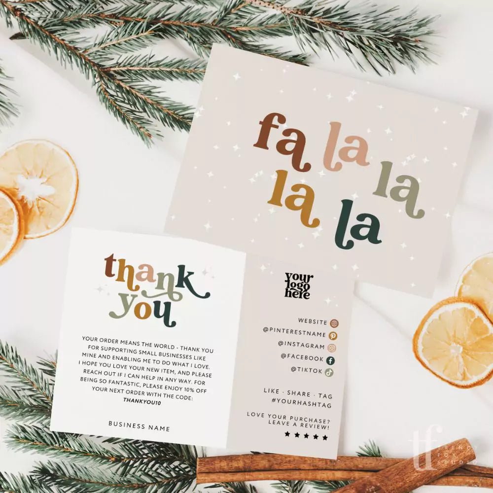 Retro Christmas Business Thank You Card Canva Template | Boho Seasonal Xmas Thank You - Trendy Fox Studio