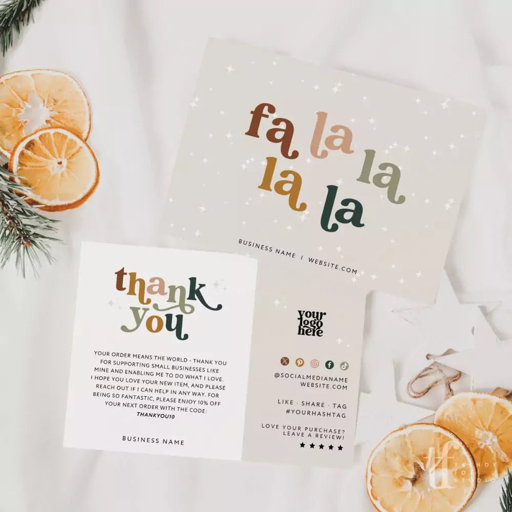 Retro Christmas Business Thank You Card Canva Template | Seasonal Boho Holiday Thank You - Trendy Fox Studio