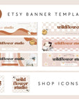 Retro Etsy Shop Branding Kit Canva Template | Etsy Banner, Listing Photos, Icon | Pixie - Trendy Fox Studio
