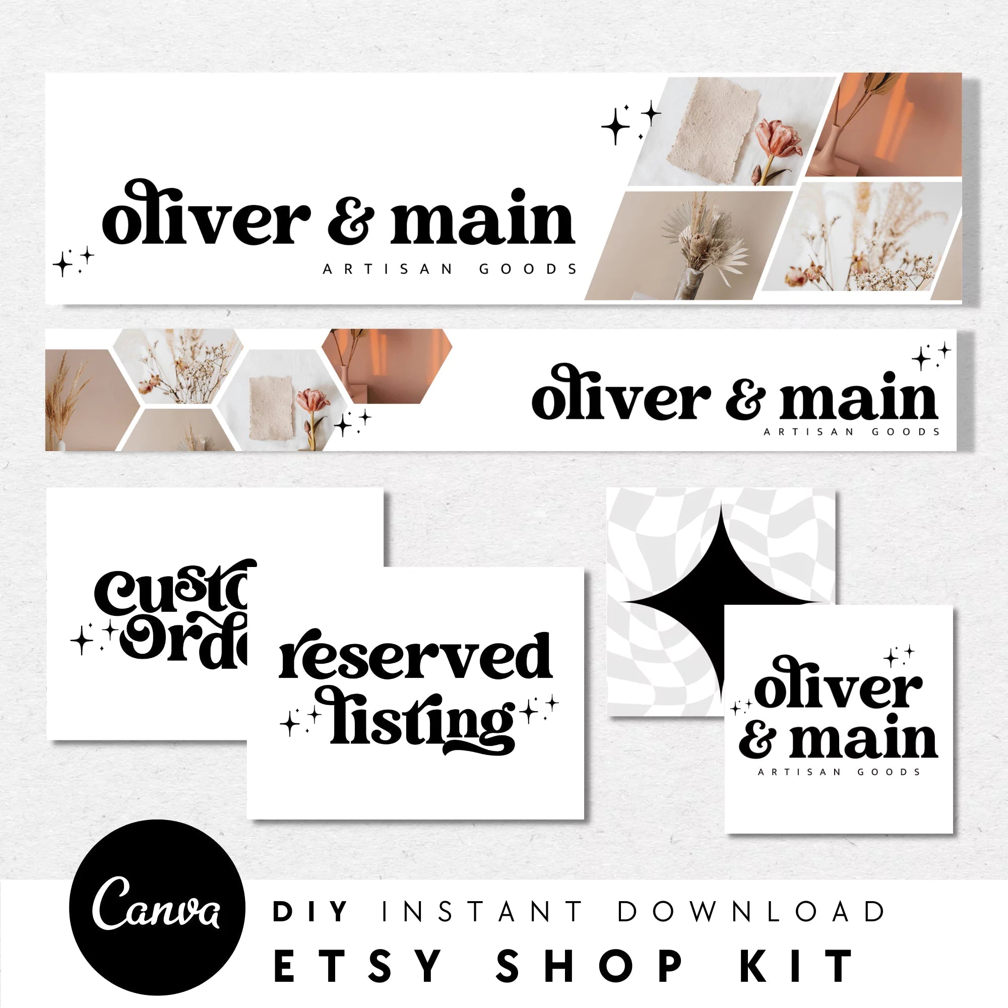 Retro Etsy Shop Kit Canva Template | Etsy Banner, Listing Photos, Icon | Dani - Trendy Fox Studio