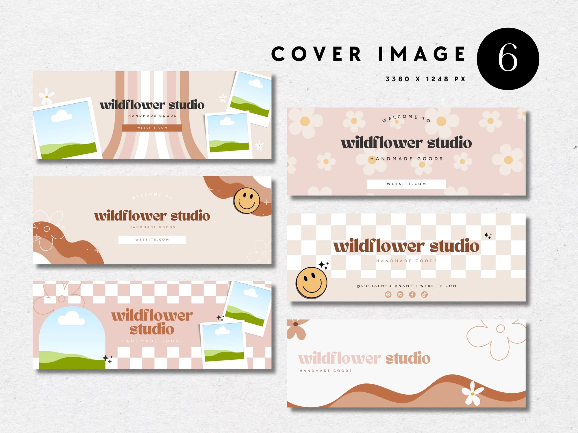 Retro Groovy Facebook Cover Branding Set Canva Template | Pixie - Trendy Fox Studio