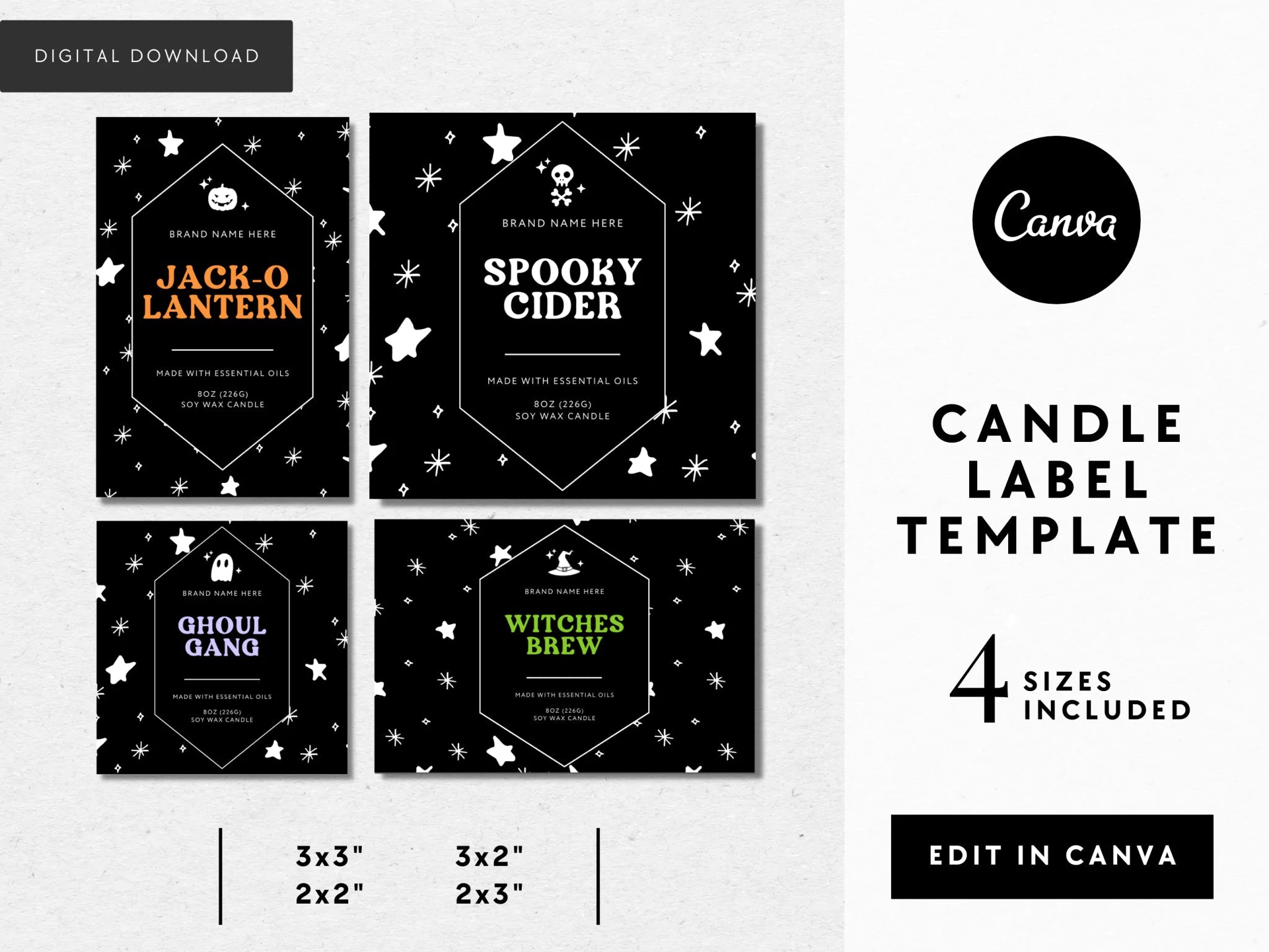 Modern Minimalist Candle Label Canva Template