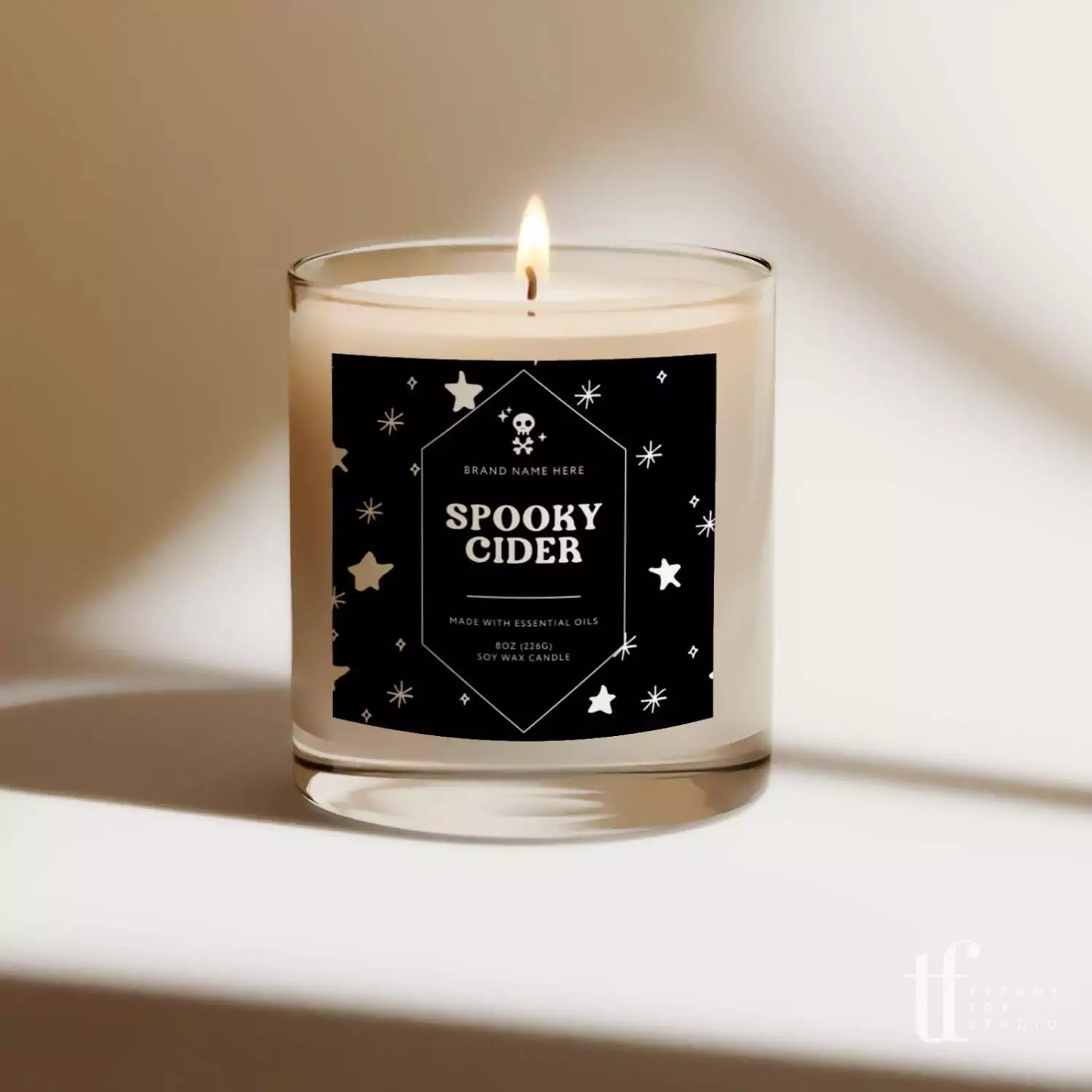 Retro Halloween Candle Label Canva Template - Trendy Fox Studio