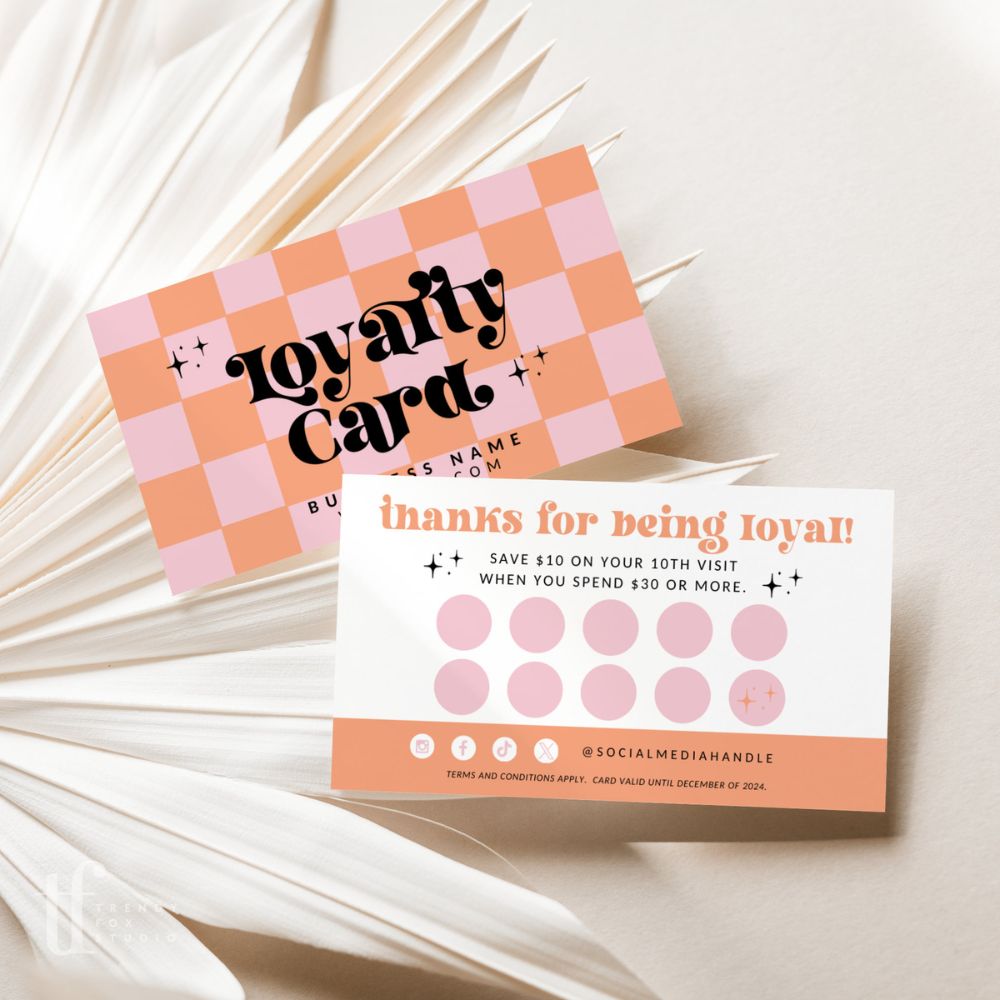 Retro Loyalty Card, Customer Rewards Stamp Card Canva Template | Ace - Trendy Fox Studio