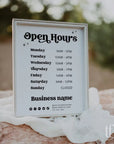 Retro Open Hours, Business Hours Sign Canva Template | Dani - Trendy Fox Studio