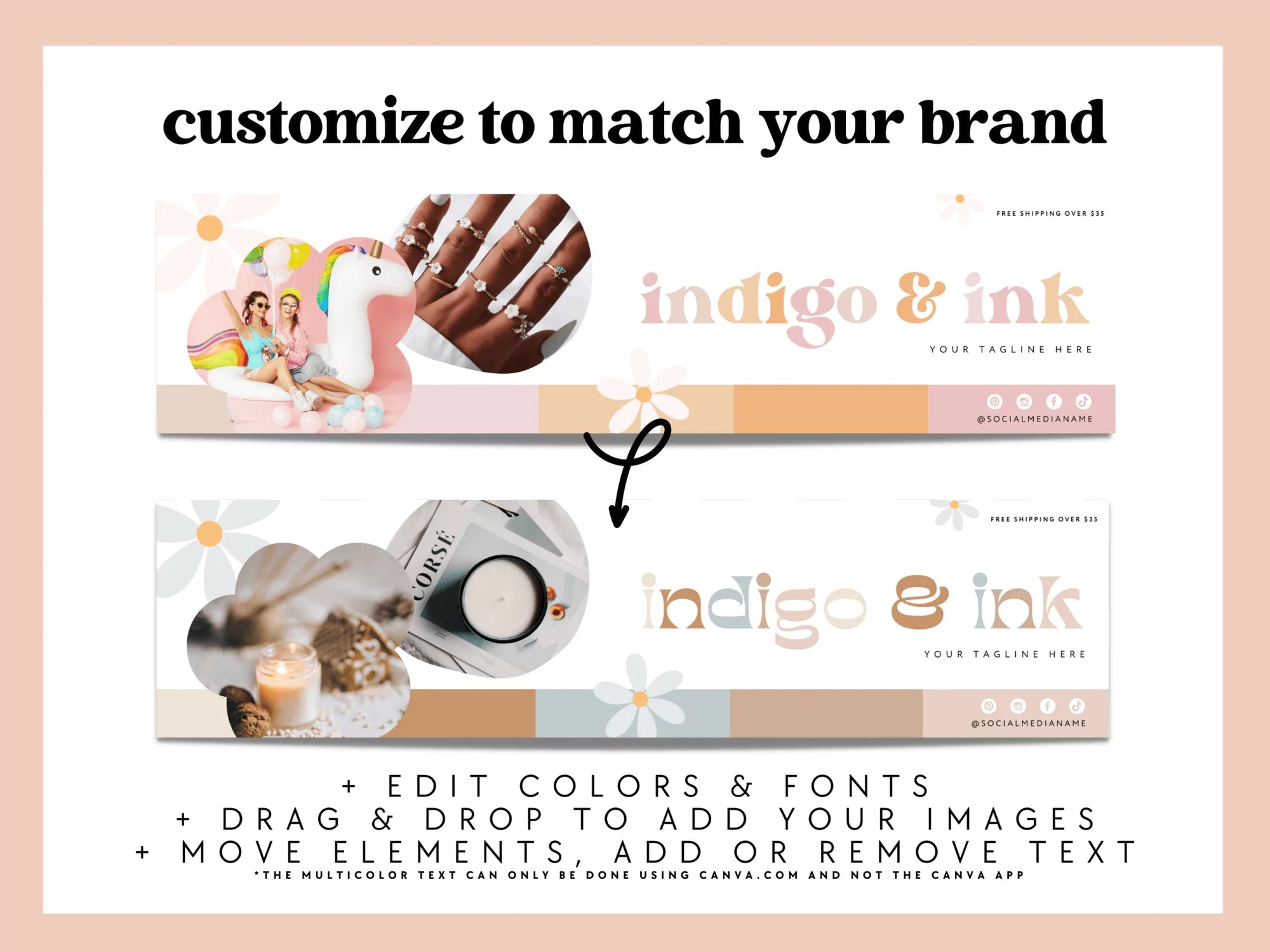 Retro Pastel Etsy Shop Kit Canva Template | Etsy Banner, Listing Photos, Icon | Ruby - Trendy Fox Studio