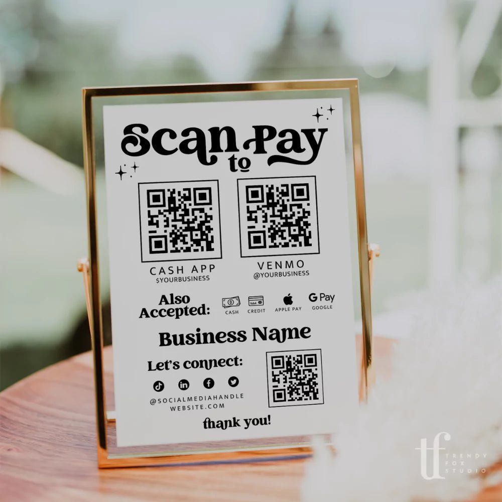 Retro Scan to Pay Sign & Price List Sign Canva Template | Dani - Trendy Fox Studio