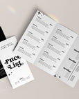 Retro Tri-Fold Price List, Brochure Rack Card Price Menu, Canva Template | Dani - Trendy Fox Studio