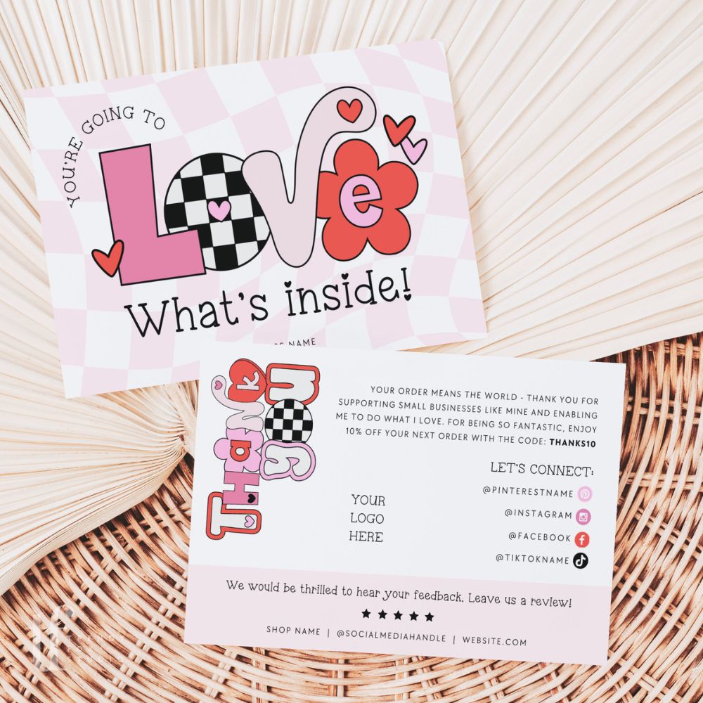 Retro Valentine&#39;s Day Business Thank You Card Canva Template | Bryn - Trendy Fox Studio