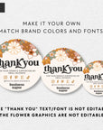 Round Thank You Sticker Canva Template | Dani - Trendy Fox Studio